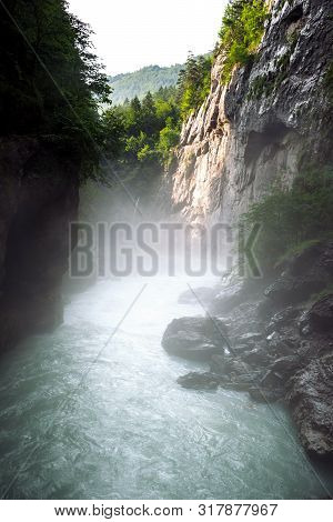 Inside The Aare Gorge, A Section Of The River Aare That Carves Through A Limestone Ridge Near In Swi