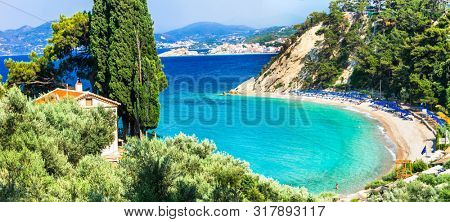 Best beaches of beautiful Samos island - Tsambou beach near Kokkary village. Greece