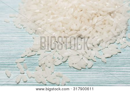 Raw White Rice Close-up, Healthy Eating Concept, Food Background