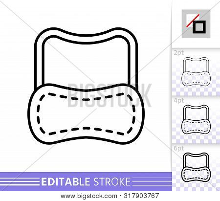 Sleep Mask Thin Line Icon. Eyemask Banner In Flat Style. Eye Blindfold Poster. Linear Pictogram. Sim