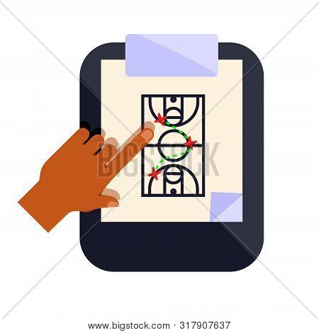 Sport Tactics Scheme For Couch, Team On Clip. Modern Flat Cartoons Style Vector Illustration Icons. 