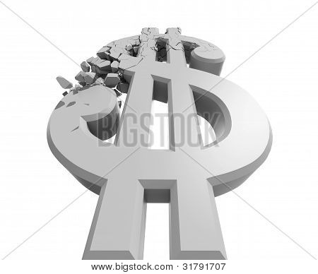 Image de signe Dollar en ruine rendue