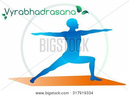 Stylish Modern Complex Posture For Yoga, Vyrabhadrasana. Yoga, Sports, Meditation, Breathing. Yoga. 