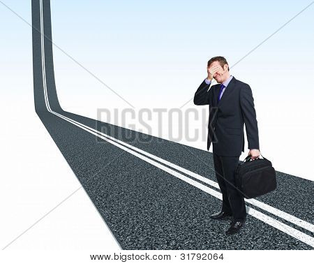 salientou o homem e a rua de asfalto 3d