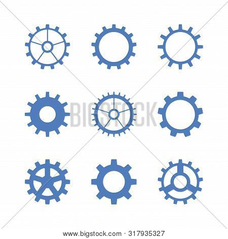 Gear Set. Vector Flat Icons. Engineering, Production, Settings And Repairs