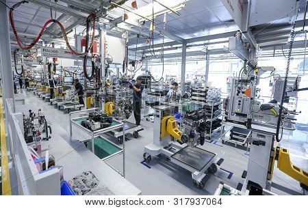 Workers At Engine Assembly Plant