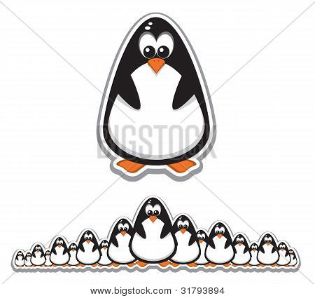 Menigte van schattige Penguins