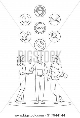 Technical Support Office, Call Center, Helpdesk Icons. Contact People Customer Service Banner. Conce