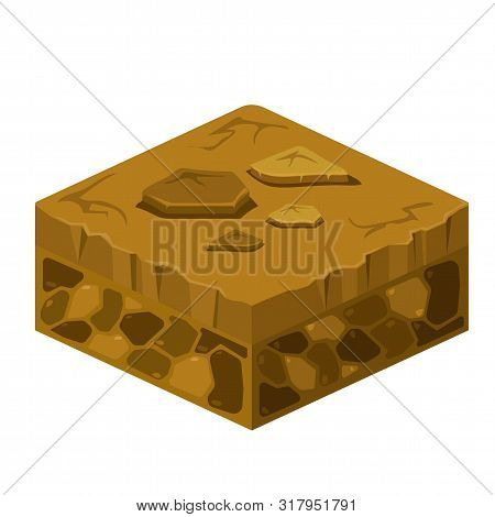 Soil Layers Vector Isometric Element. Platform Of Texture Of Soil. Game Design Ground 3d Isometric T