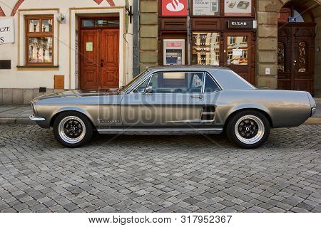 Cieszyn, Poland  2019 August 04.  Fort Mustang At Old Market In Cieszyn