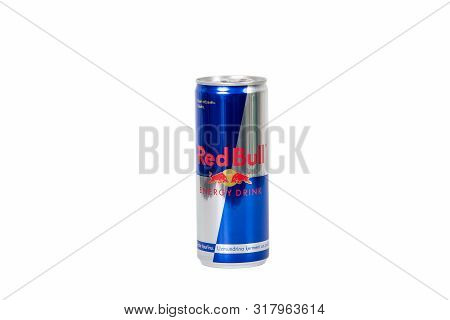 Riga, Latvia - August 19 ,2019 : 250ml Red Bull Energy Drink Isolated On White Background