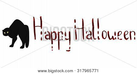 Happyhalloween Calligraphy With Blood For Halloween. Text Banners Party Invitation. Vector Calendar 