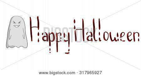 Happyhalloween Calligraphy With Blood For Halloween. Text Banners Party Invitation. Vector Calendar 