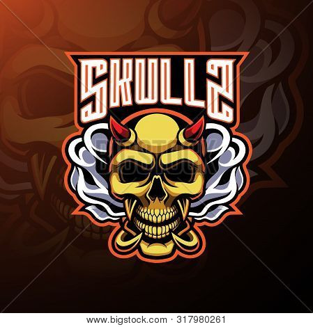 Skull Devil Mascot Logo Design With Text