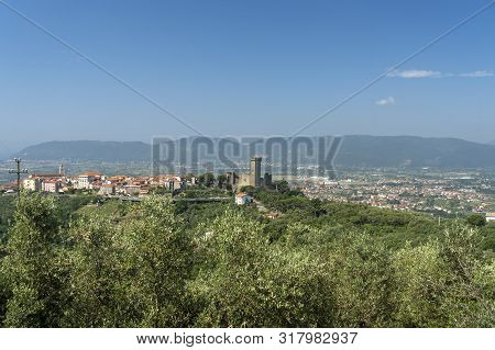 Panoramic View Of Castelnuovo Magra, La Spezia, Liguria, Italy, In Lunigiana