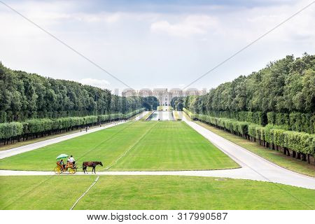 Caserta, Italy - July 12, 2019: The Royal Palace Of Caserta - Former Royal Residence In Caserta Of K