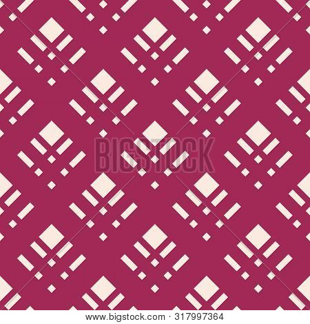 Square Grid Vector Seamless Pattern. Abstract Geometric Texture With Diagonal Cross Lines, Rhombuses