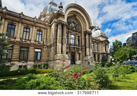 Bucharest, Romania - June 28, 2018: Side View Of The Famous Cec Palace, The Palace Of The Savings Ba