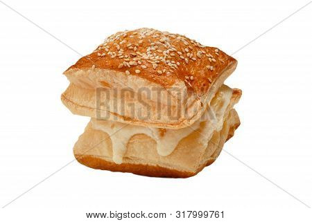 Homemade Cheesy Roll Isolated On White Background