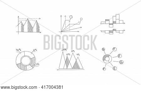 Set Of Hand Drawn Sketch Charts And Diagrams, Business Statistics And Infographics Presentation Temp