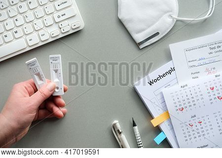 Back To School Or University With Express Coronavirus Tests. Two Rapid Antigen Covid Tests, Calendar