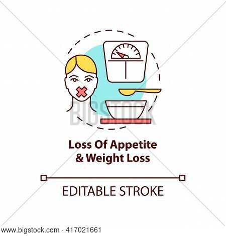 Appetite And Weight Loss Concept Icon. Liver Disease Symptom Idea Thin Line Illustration. Malnutriti