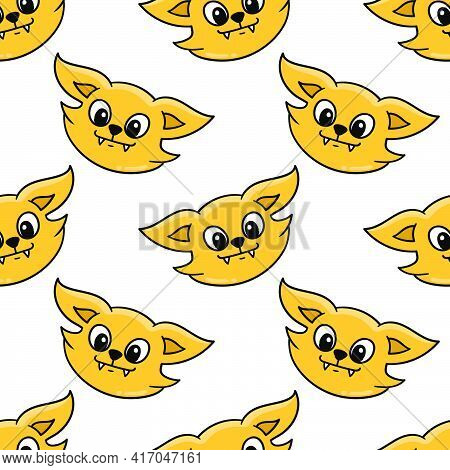 Smile Ferret Head Seamless Pattern Textile Print. Great For Summer Vintage Fabric, Scrapbooking, Wal
