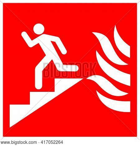In Event Of Fire Use Stair Symbol Sign, Vector Illustration, Isolate On White Background Label. Eps1