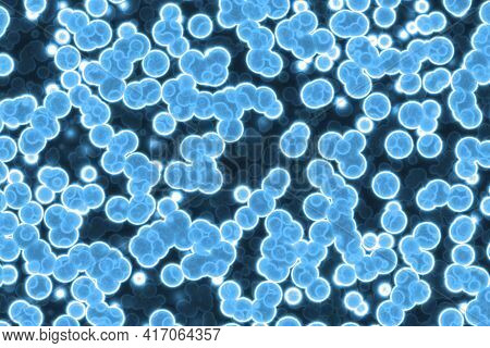 Artistic Beautiful Blue A Lot Organic Living Cells Digital Drawn Texture Or Background Illustration
