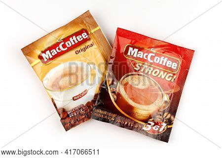 Lviv, Ukraine - April 08, 2021: Maccoffee Instant Coffee In The Package