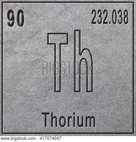 Thorium Chemical Element, Sign With Atomic Number And Atomic Weight, Periodic Table Element, Silver 