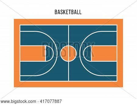 Basketball Blue And Jrange Court Top View.