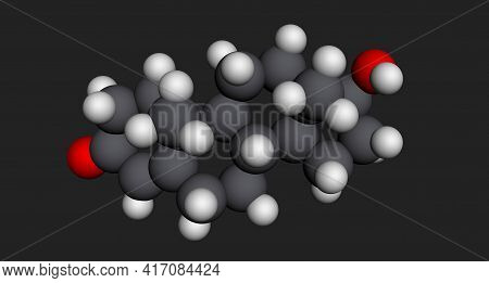 Testosterone, Testosteron Molecule. It Is Androgenic Steroid Sex Hormone. Molecular Model. 3d Render