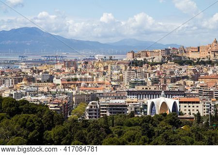 Cagliari, Italy - April 21, 2012: - Panorama Of The City Of Cagliari - Sardinia