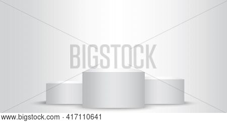 3d Empty Podium. Background Vector 3d Render Podium. Realistic 3d Round Stage, Podium, Studio. Round
