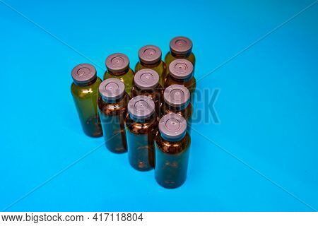 Used Vials Of Drugs Are On The Table