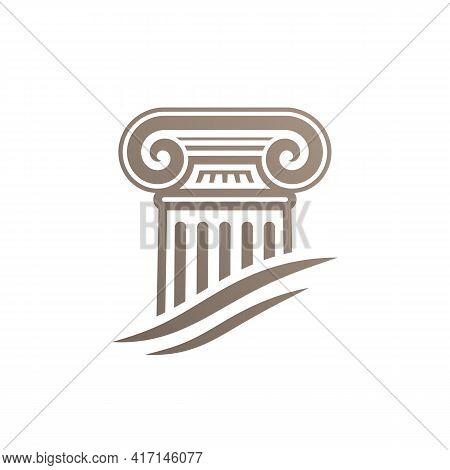 Stylized Ionic Column Icon. Logo Template Design.