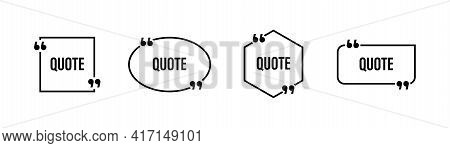 Quote Box Frame. Quote Box Icon.quotes Symbols Blank Template Elements. Stock Vector