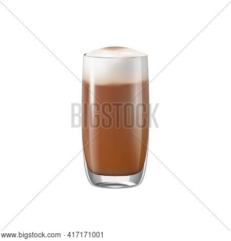 Coffee Drinks Realistic Composition With Transparent Glass With Coffee Vector Illustration