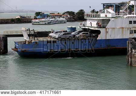 Salvador, Bahia, Brazil - September 5, 2017: Ferry Boate Juracy Magalhaes Jr Seen At Bom Despacho Te