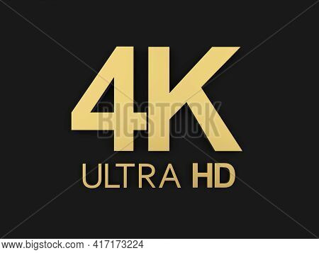 Hd 4k Golden Icons Isolated On Black. 3d Illustration