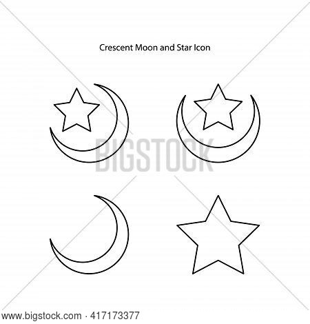 Crescent Moon Icon Set Isolated On White Background. Crescent Moon Icon Trendy And Modern Crescent M