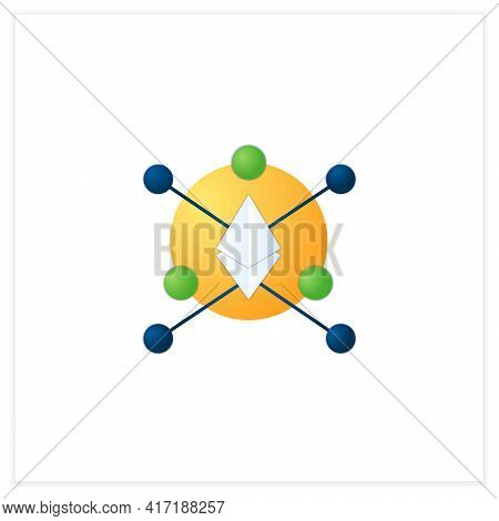 Ethereum Blockchain Flat Icon.software Platform.open-source, Blockchain-based, Decentralized. 3d Vec