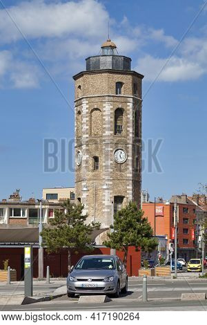 Dunkerque, France - June 22 2020: The Leughenaer Tower Is A 30 Meters High Octagonal Tower Built In 
