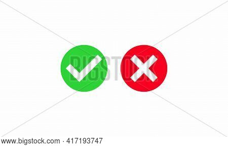 Circle Red Green Mark Vector Illustration On White Background. Creative Icon.