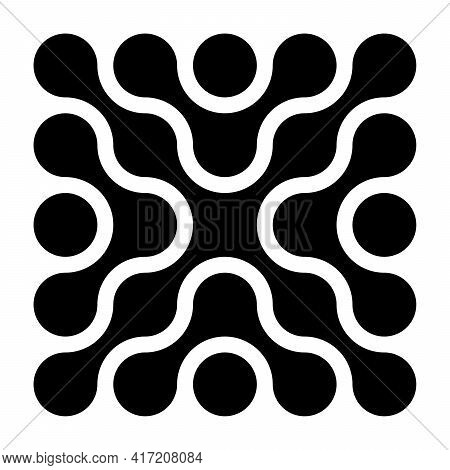Connected Dots In A Shape Of Square. Black Silhouette Abstract Design Element. Vector Illustration.