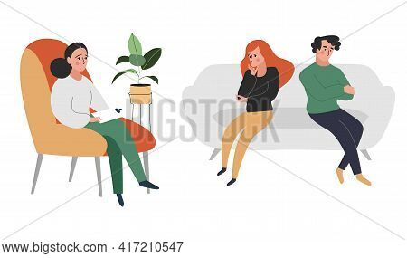 Vector Flat Style Modern Illustration Family Therapy