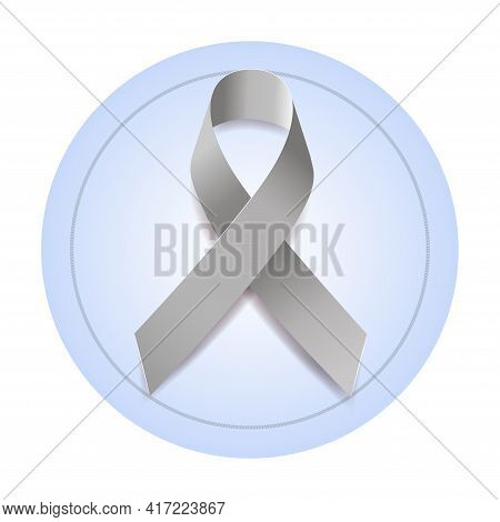 Brain Cancer Awareness Month Concept. Banner With Grey Ribbon. Vector