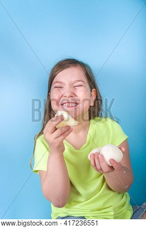 Girl Eating Mochi Ice Cream
