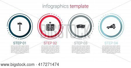 Set Hammer, Gear Shifter, Windshield And Auto Service Check Automotive. Business Infographic Templat